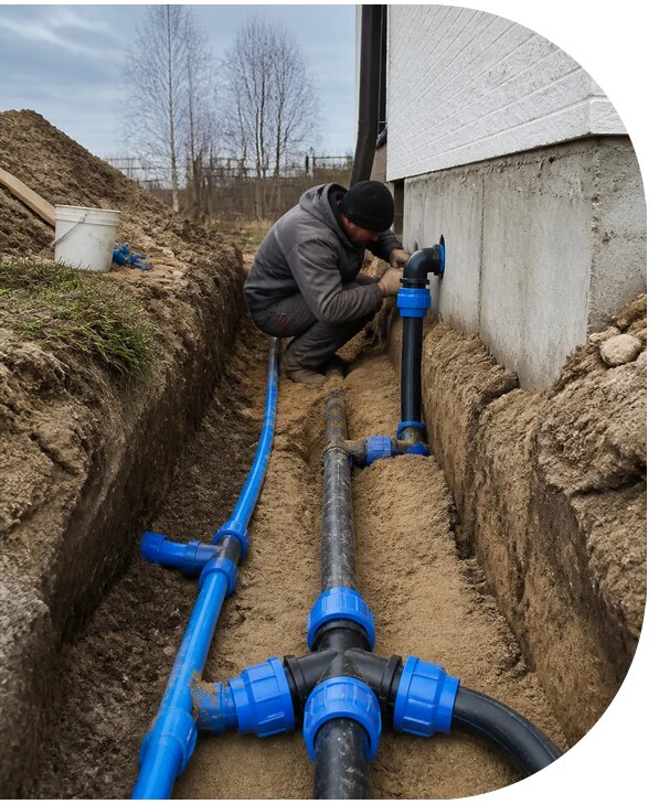 Монтаж наружного водопровода на участке под ключ в Наро-Фоминске